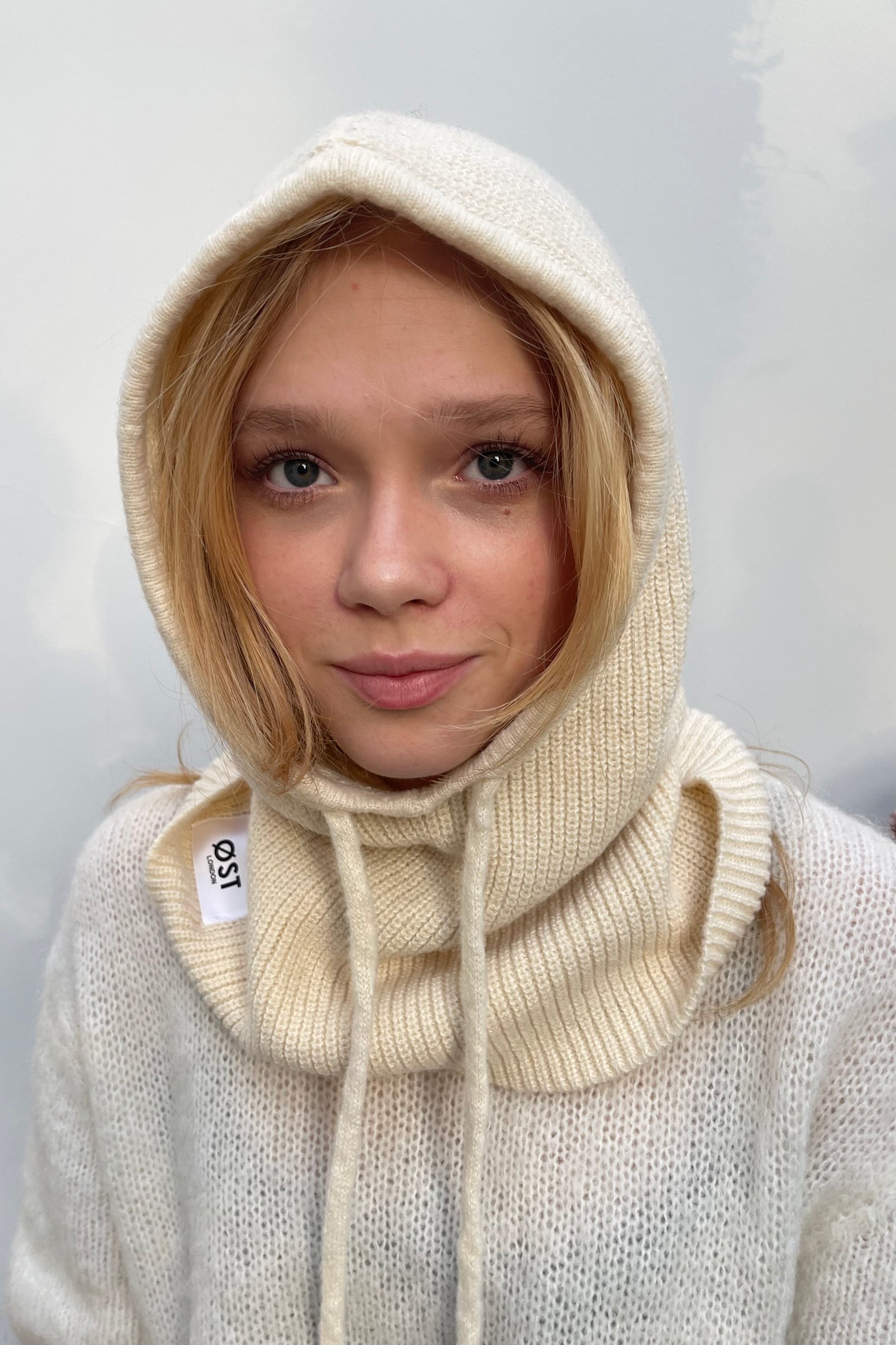 Cashmere Balaclava  hood Cream