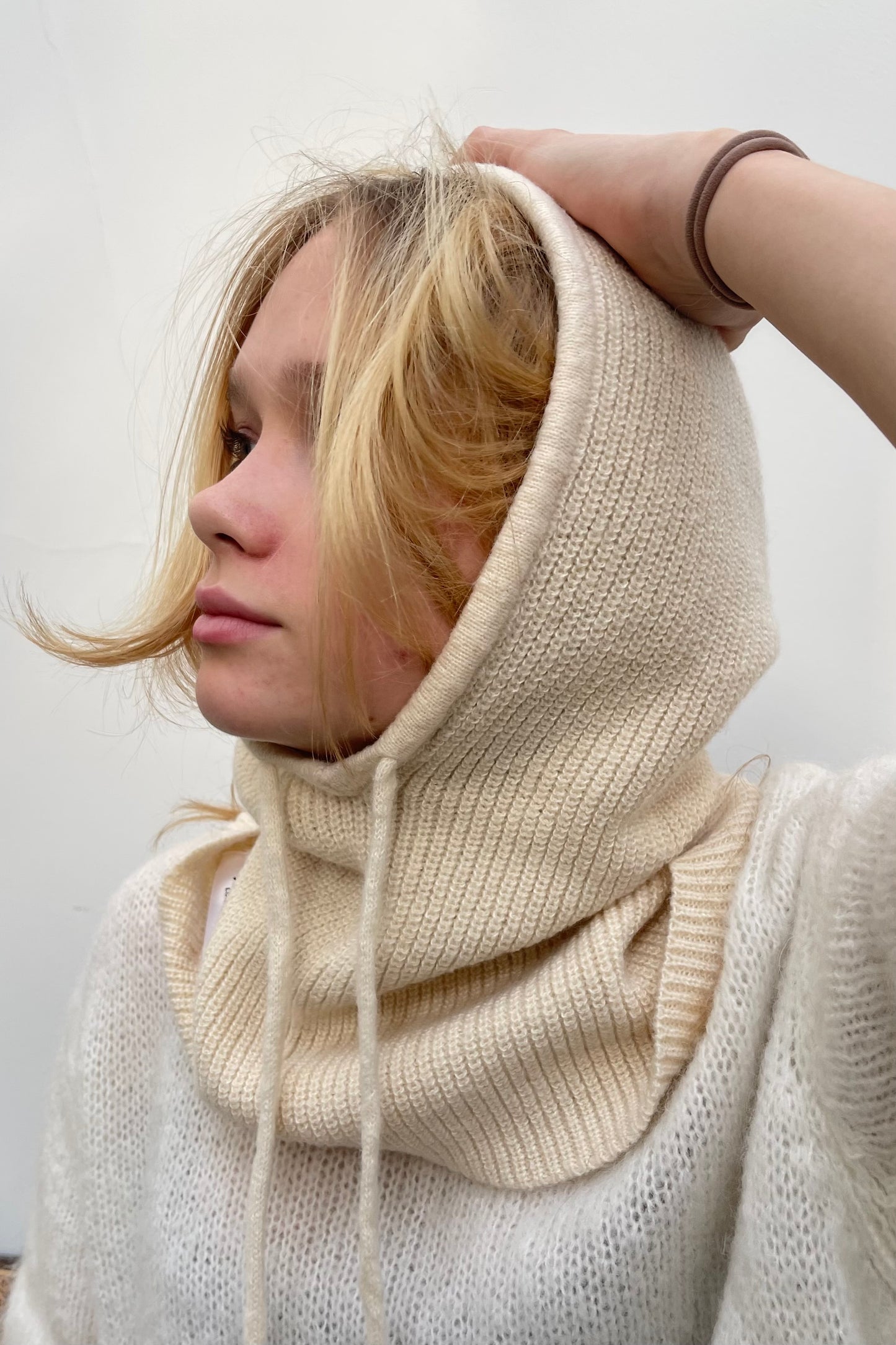 Cashmere Balaclava  hood Cream