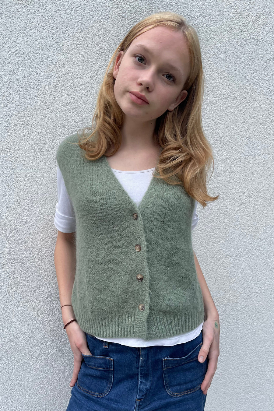 Mohair waistcoat with buttons 