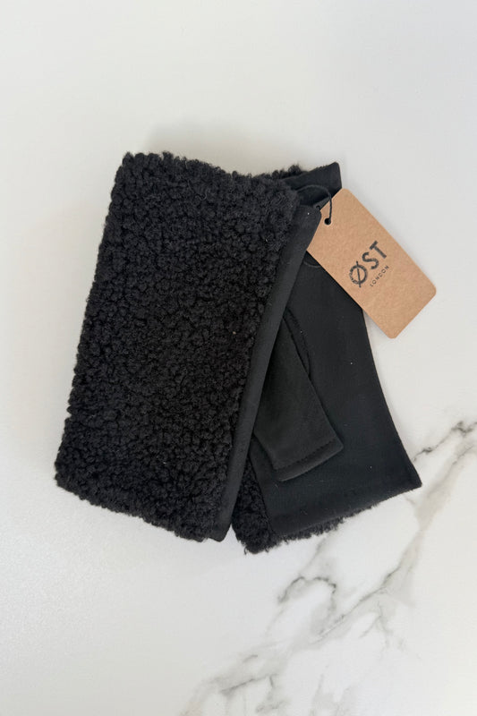 Tina Teddy Mittens -Black