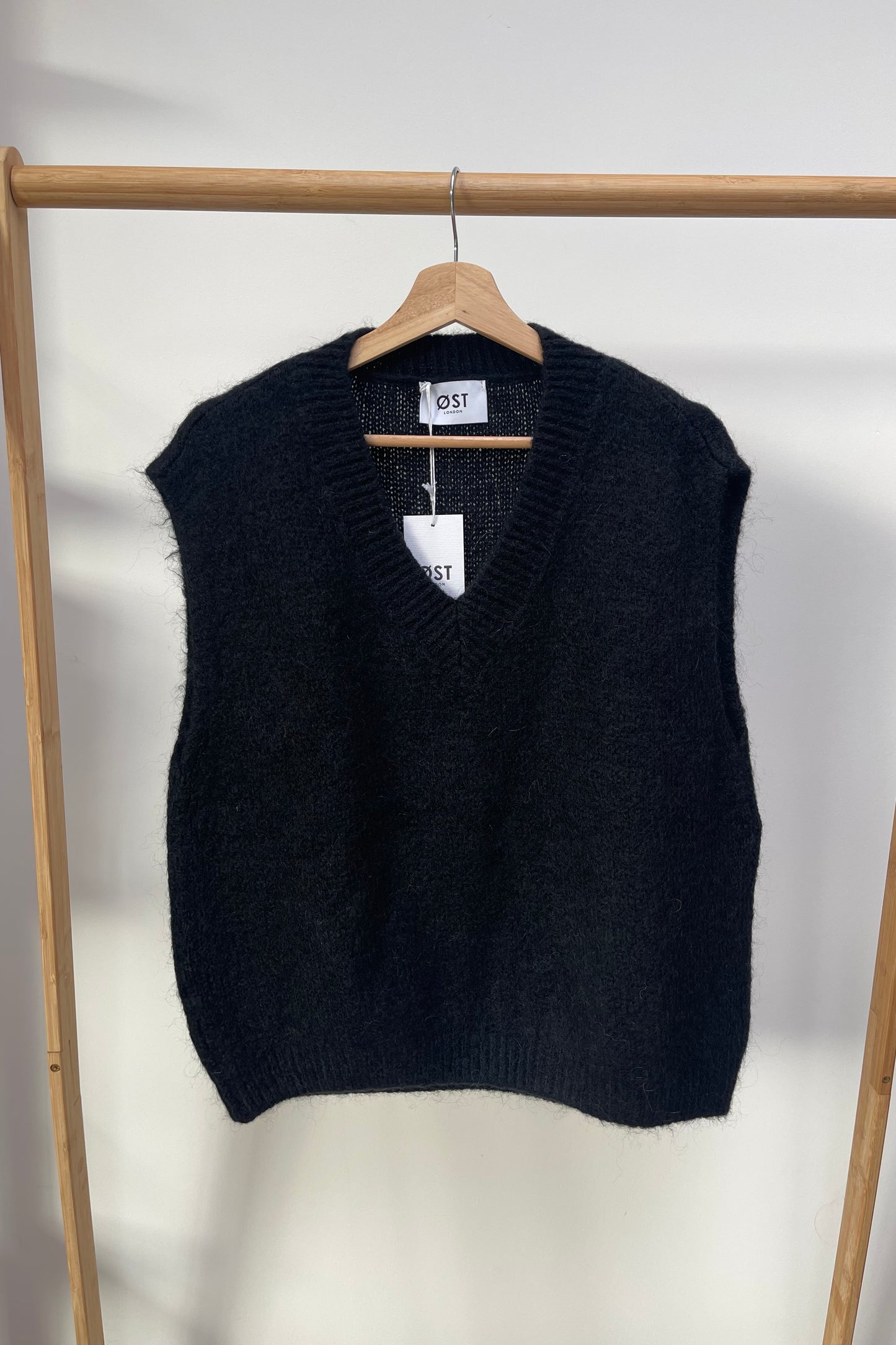 Mohair v-neck waistcoat Black