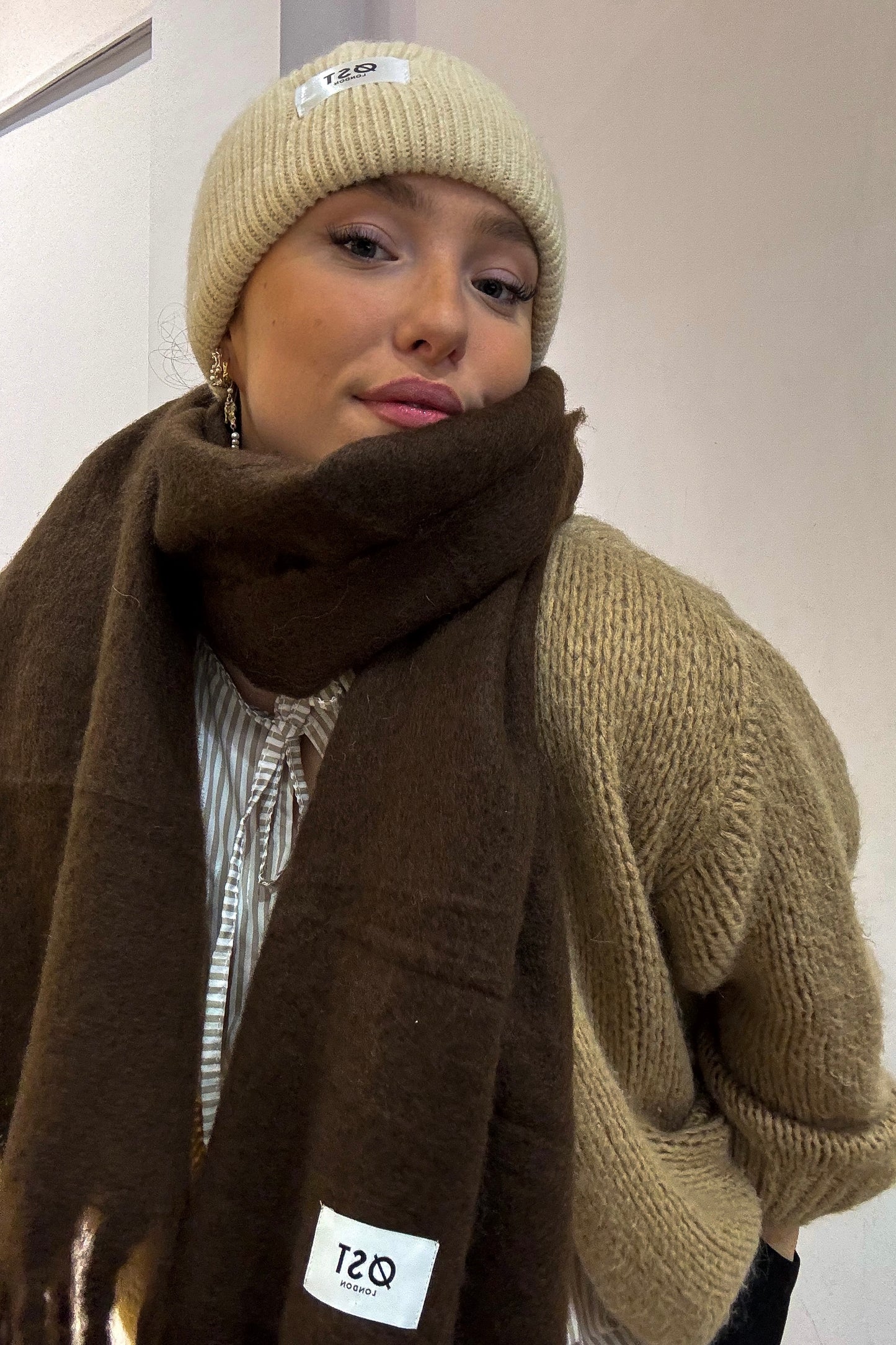 big soft winter scarf Brown