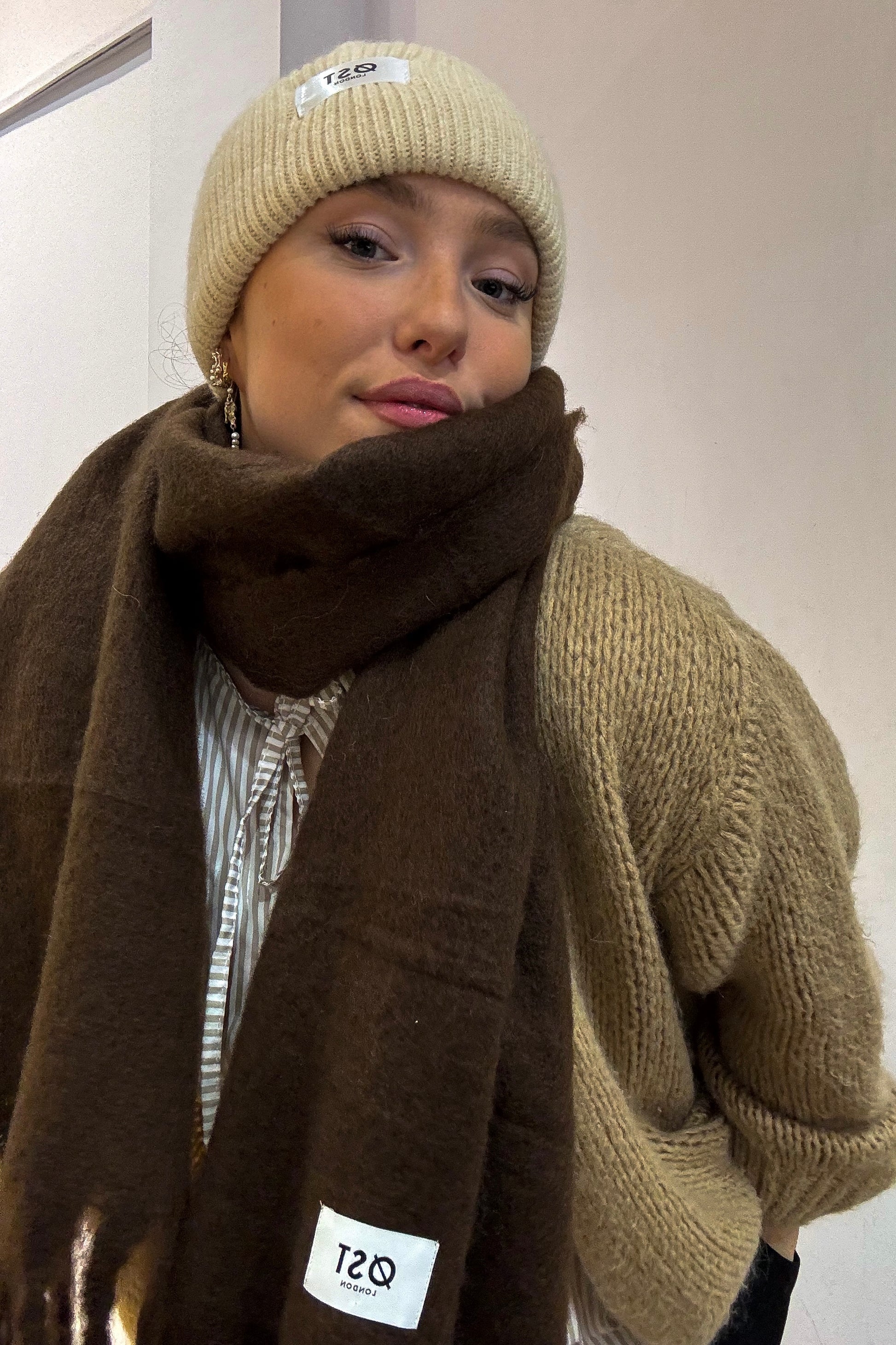 big soft winter scarf Brown