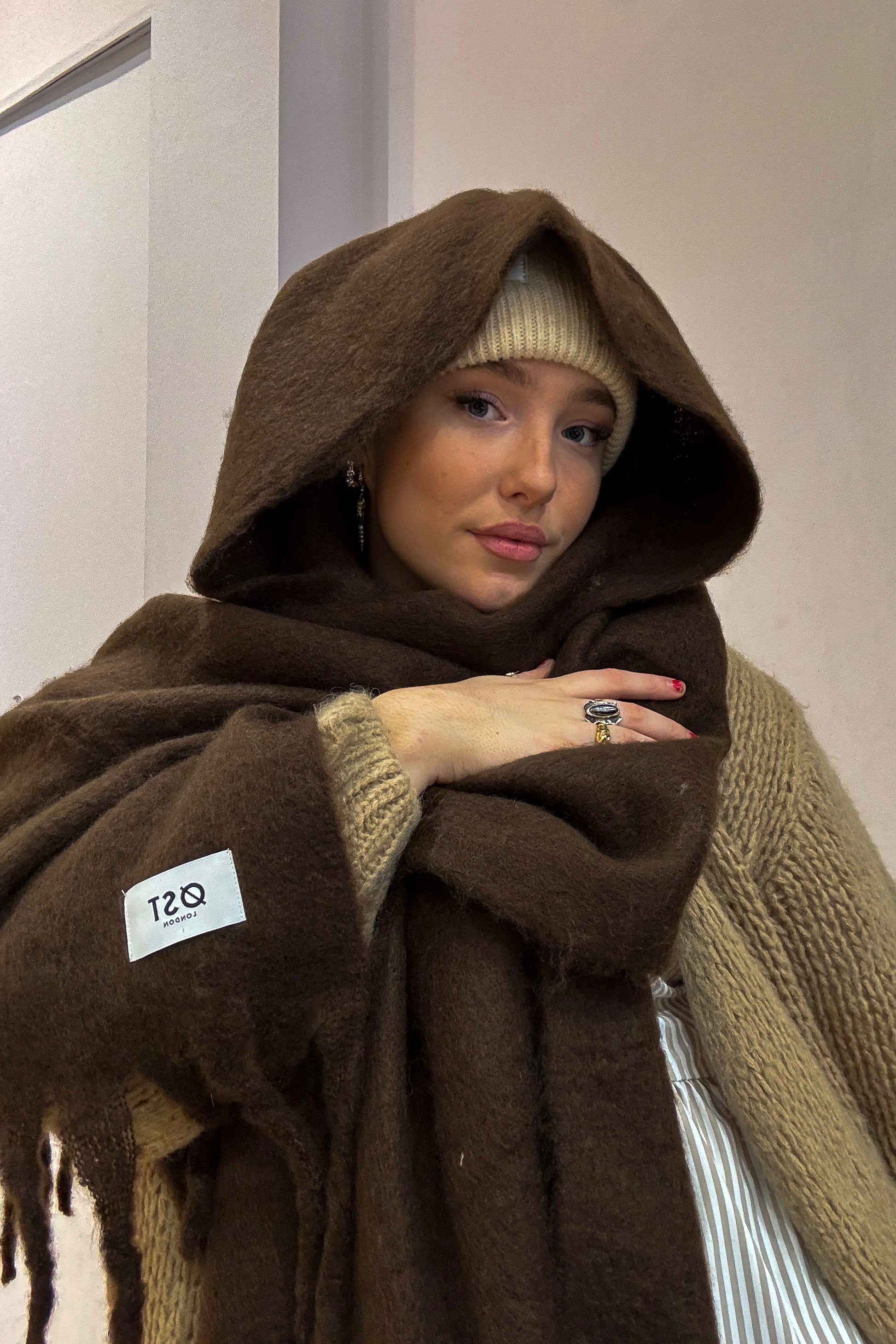 big soft winter scarf Brown