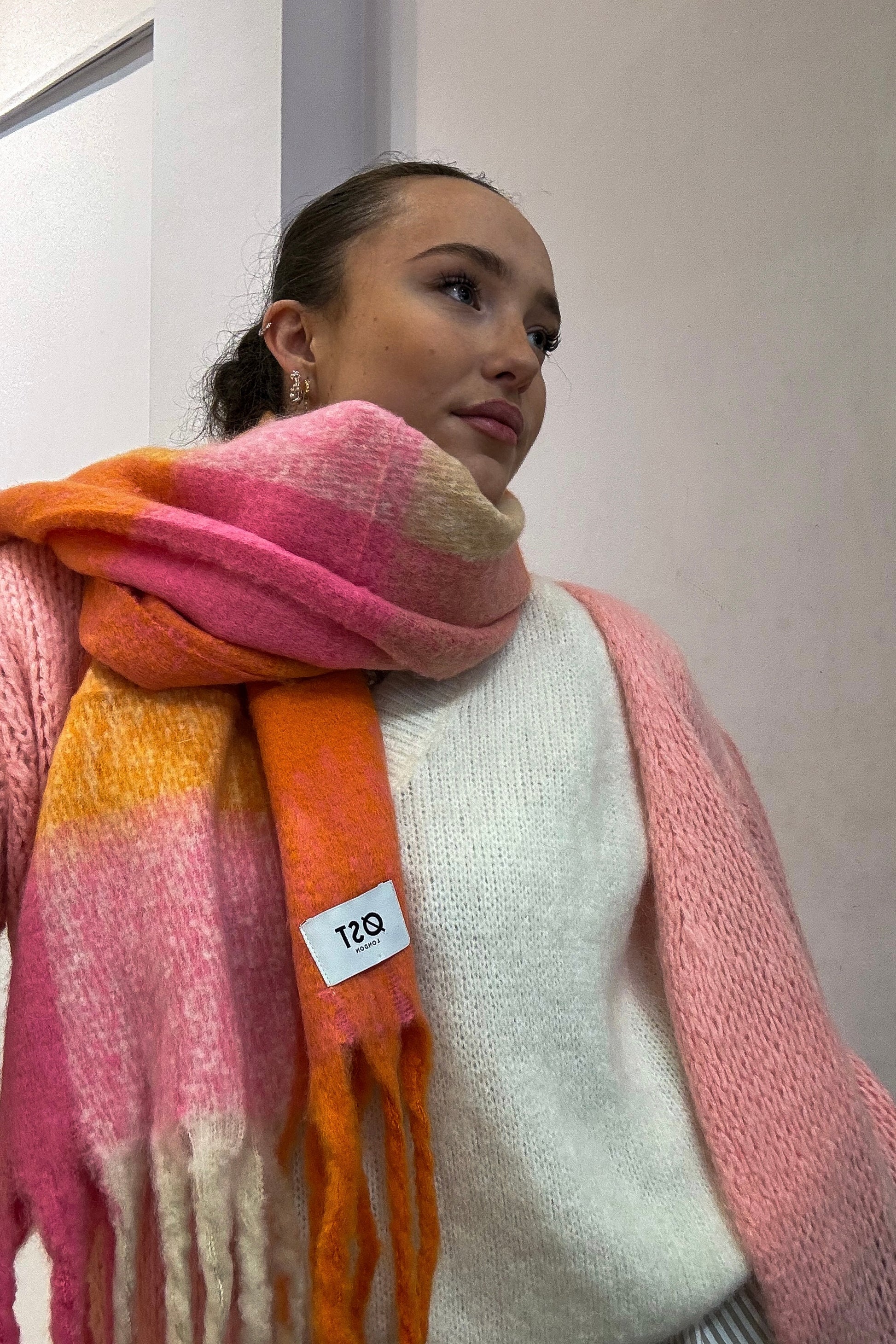 warm big winter scarf tartan colourful