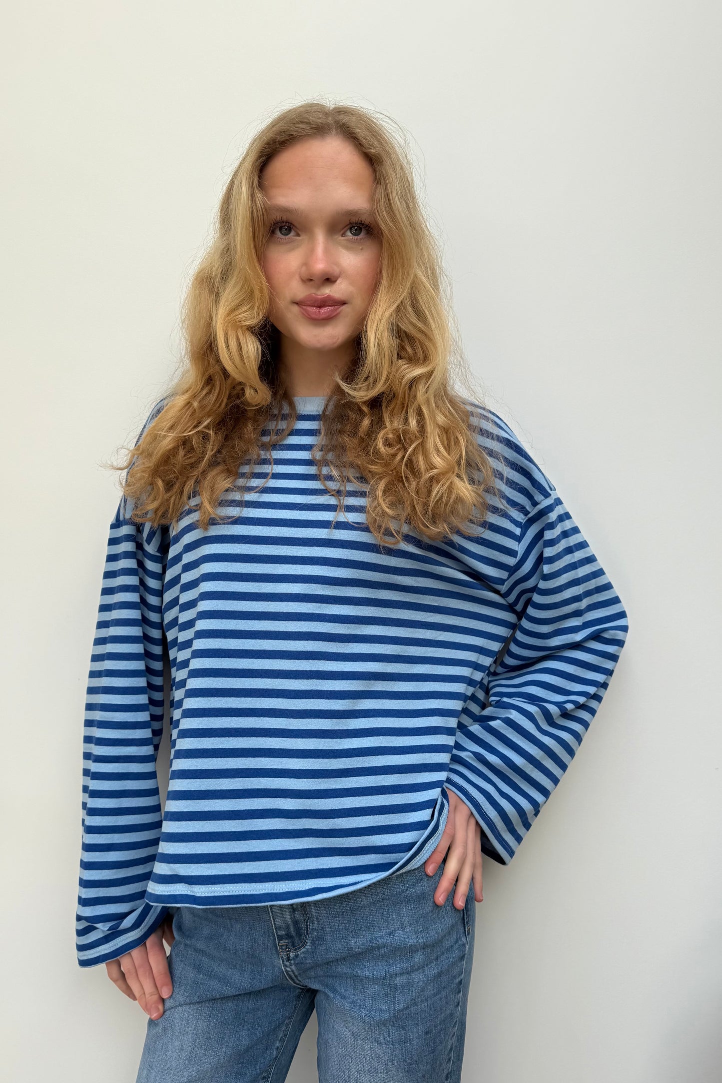 Anna Crewneck -Royal Blue/Light Blue - Øst London