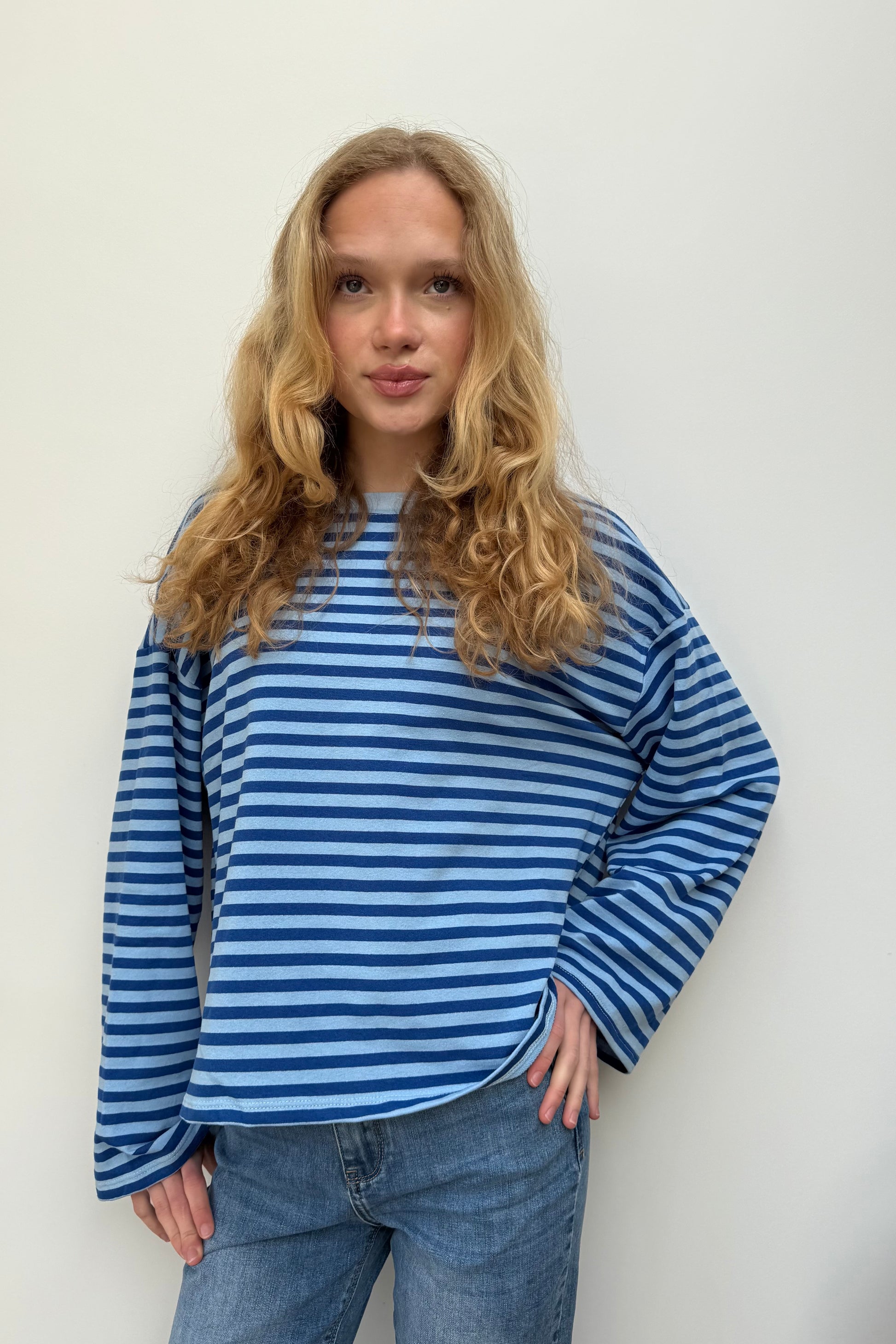 Anna Crewneck -Royal Blue/Light Blue - Øst London