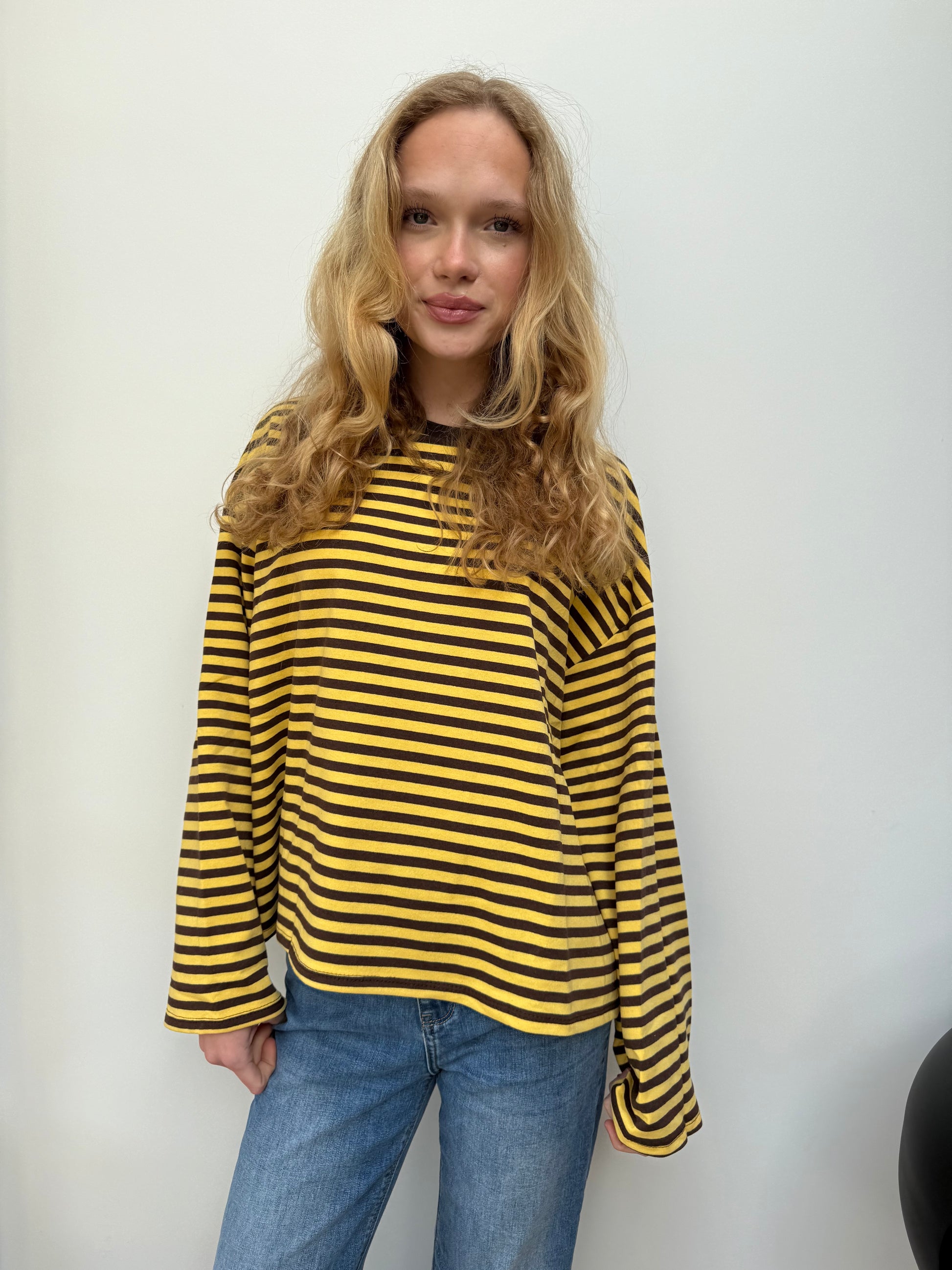 Anna Crewneck -Yellow/Brown - Øst London