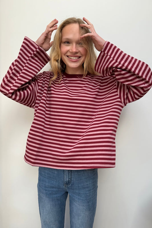 Anna Crewneck -Pink/Red - Øst London