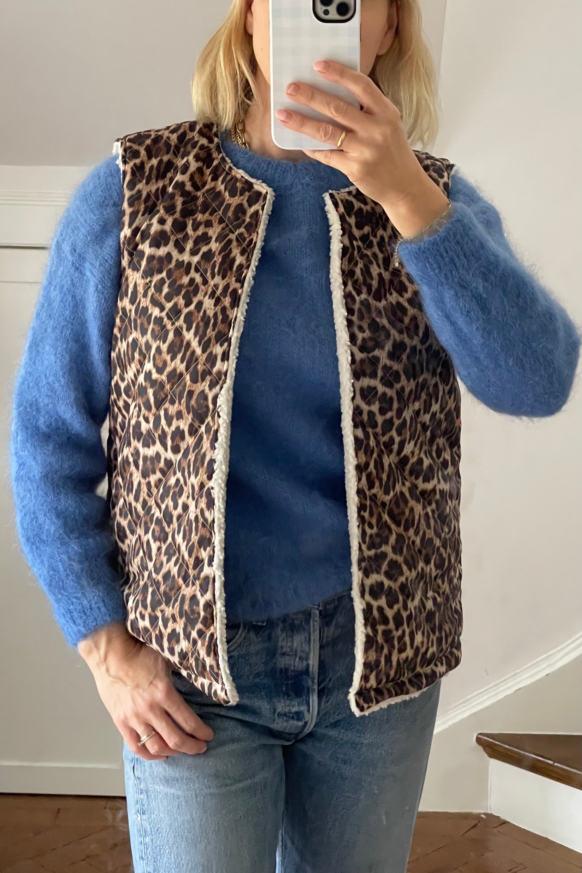 Reversible Leopard Teddy Gilet