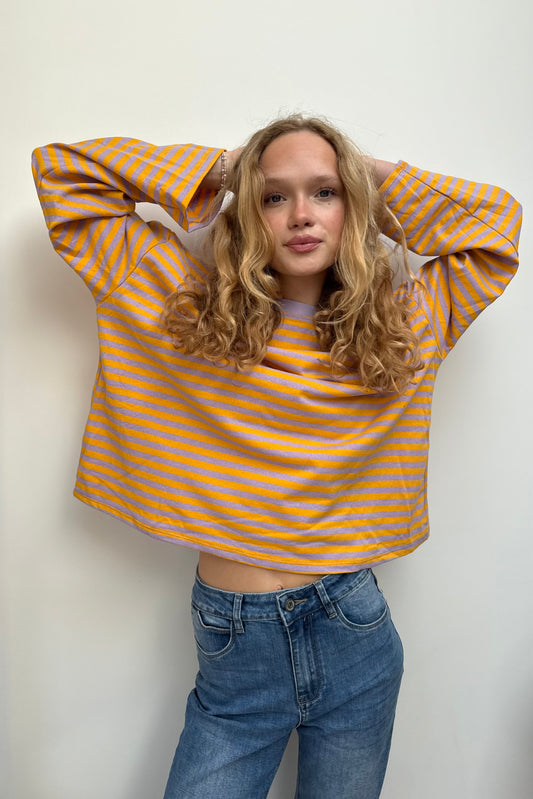 Anna Crewneck -Lilac/Yellow