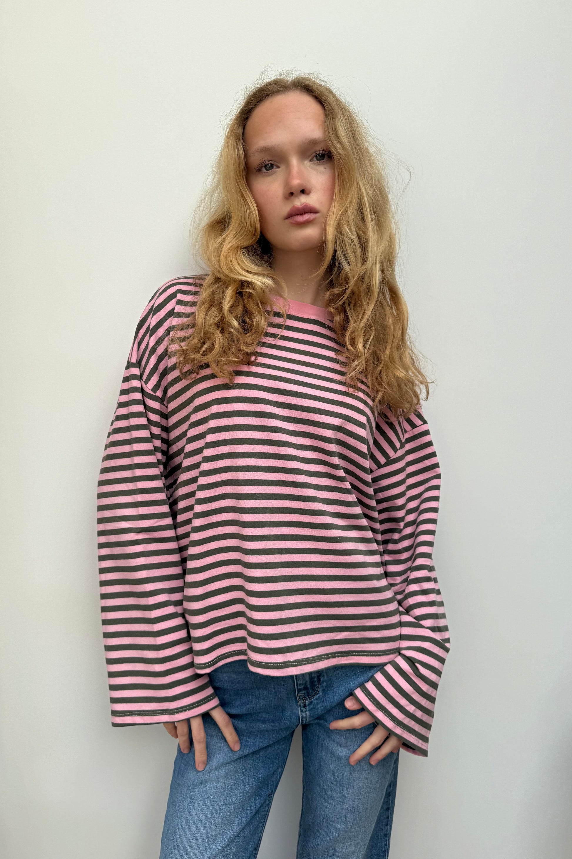 Anna Crewneck -Khaki/Pink - Øst London
