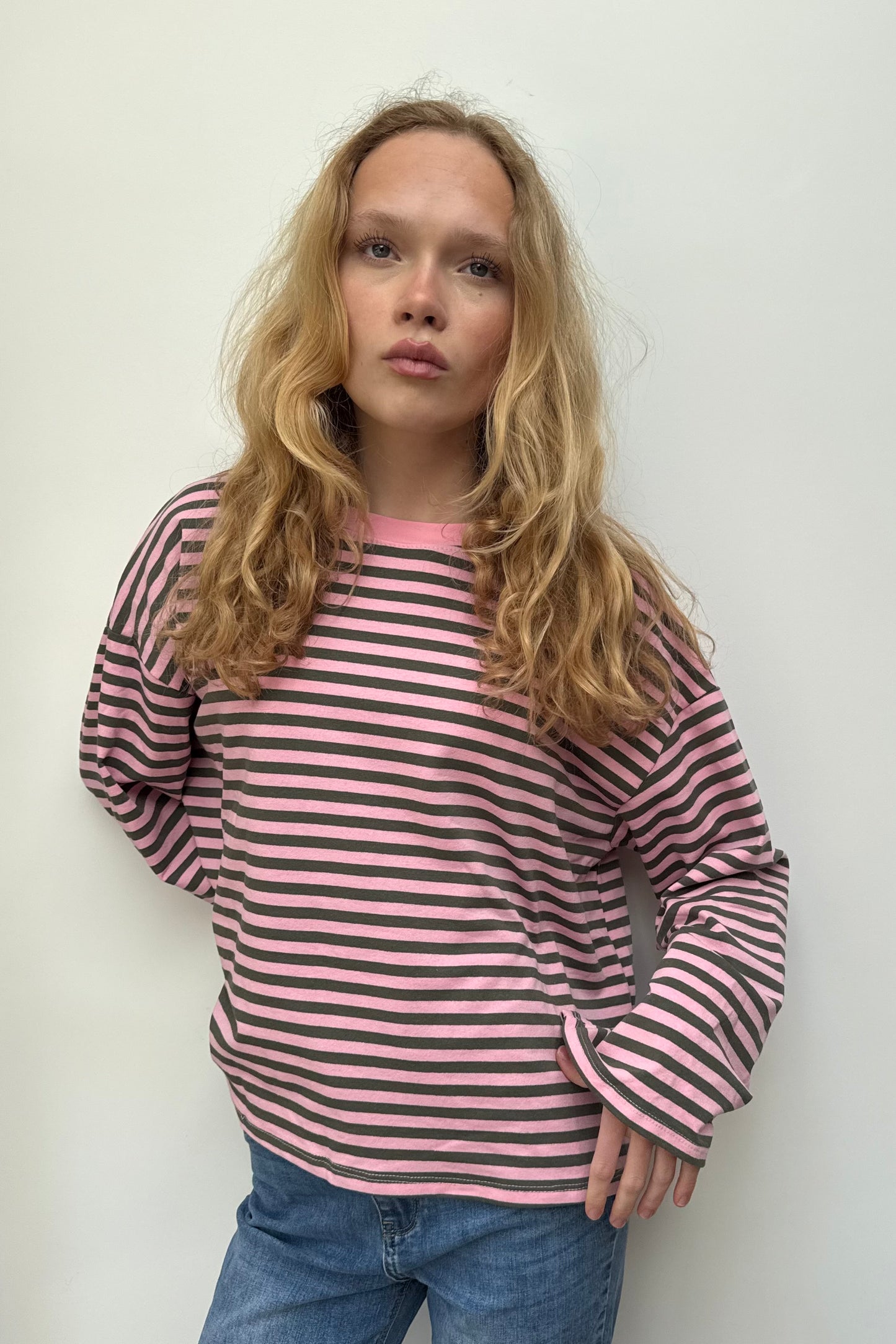 Anna Crewneck -Khaki/Pink - Øst London