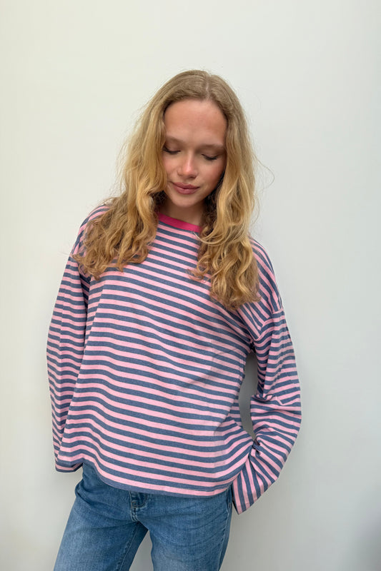 Anna Crewneck -Pink/Blue - Øst London