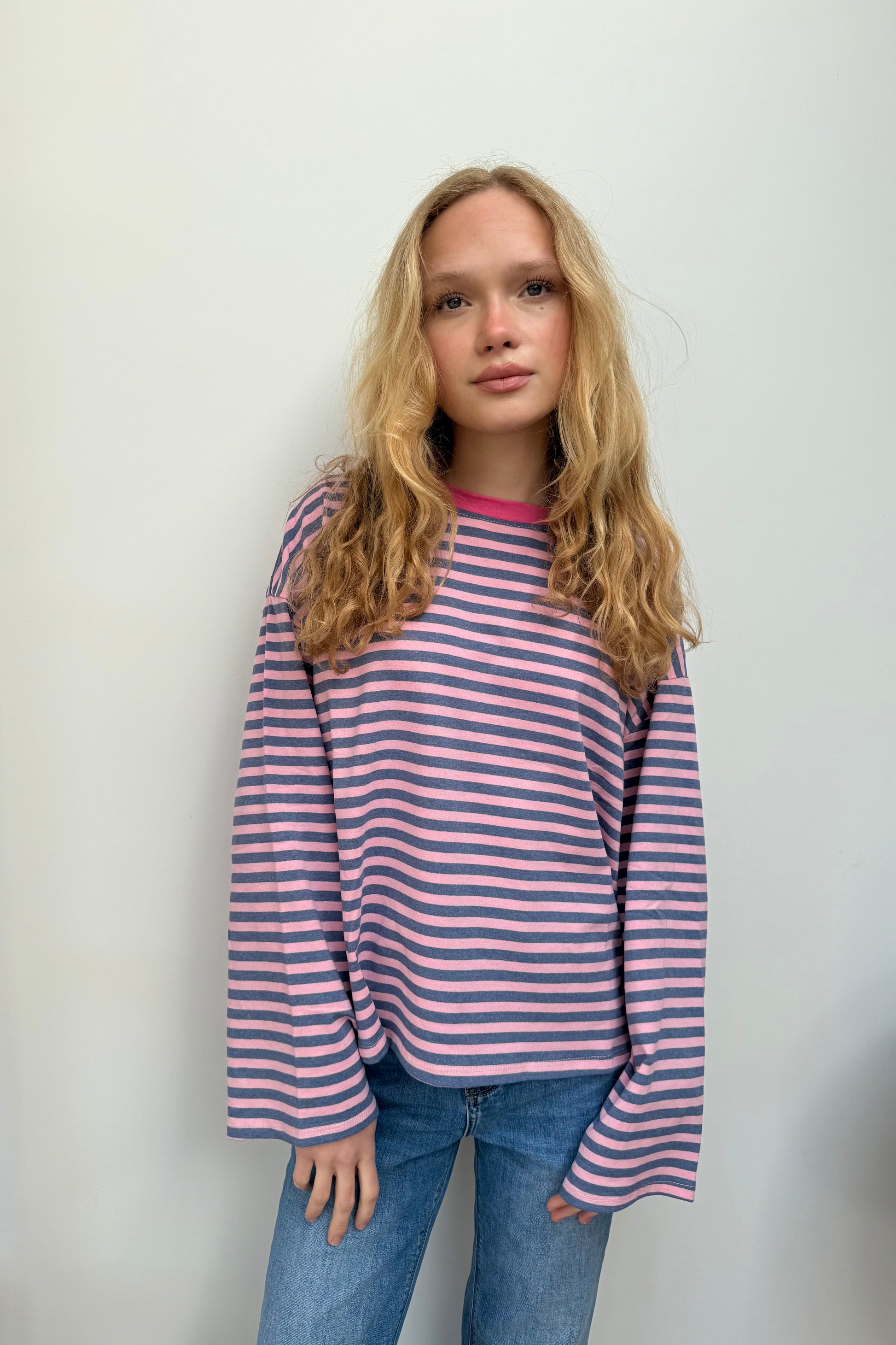 Anna Crewneck -Pink/Blue - Øst London