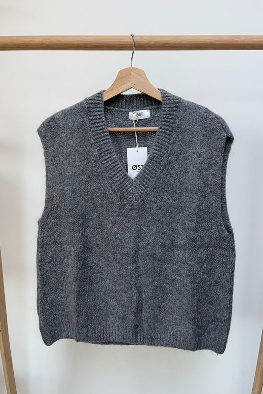 Mohair v-neck waistcoat Grey