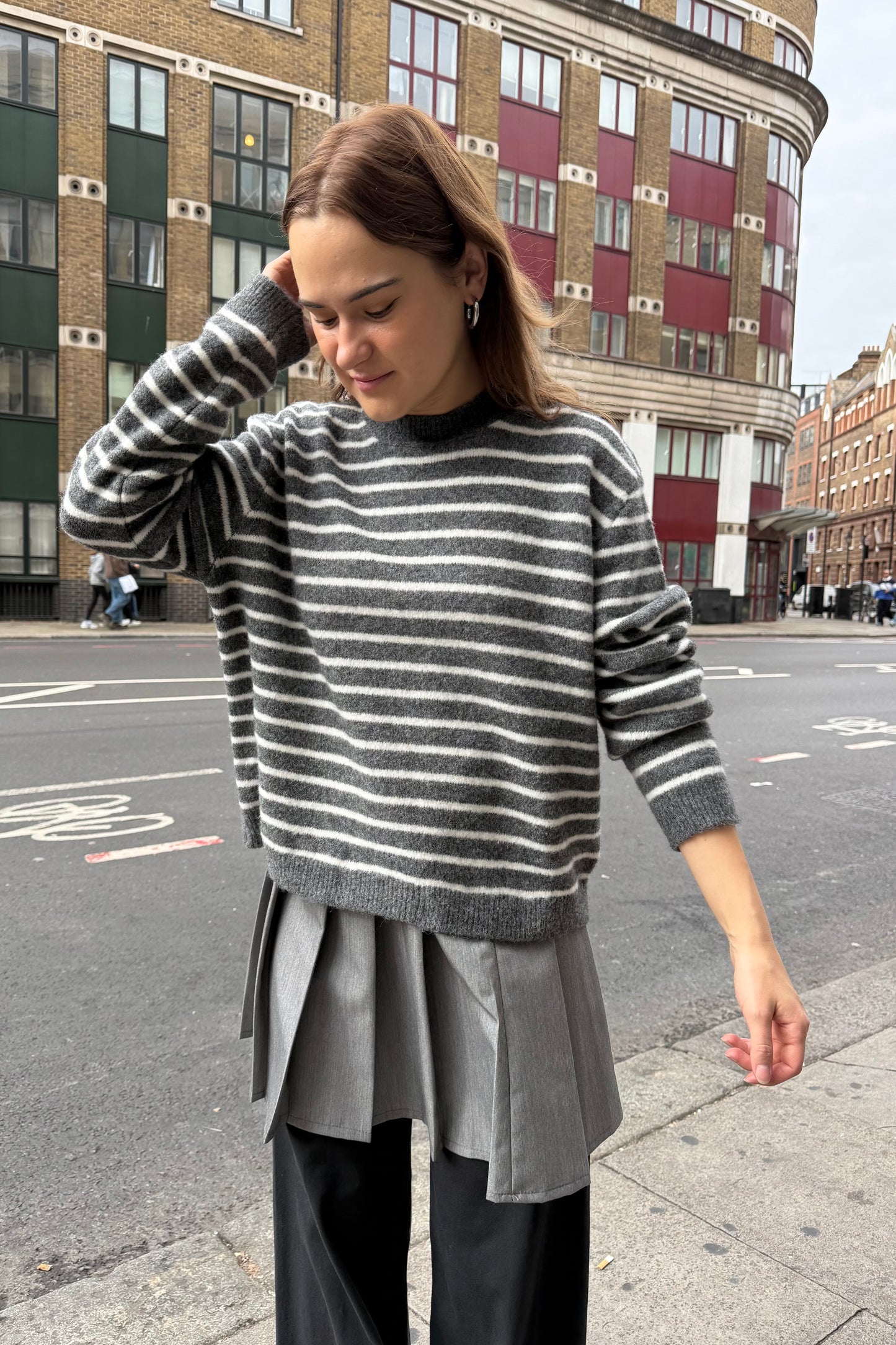 Anika Wool Jumper -Grey Strip