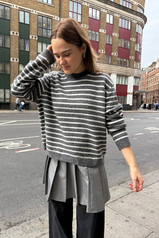 Anika Wool Jumper -Grey Strip
