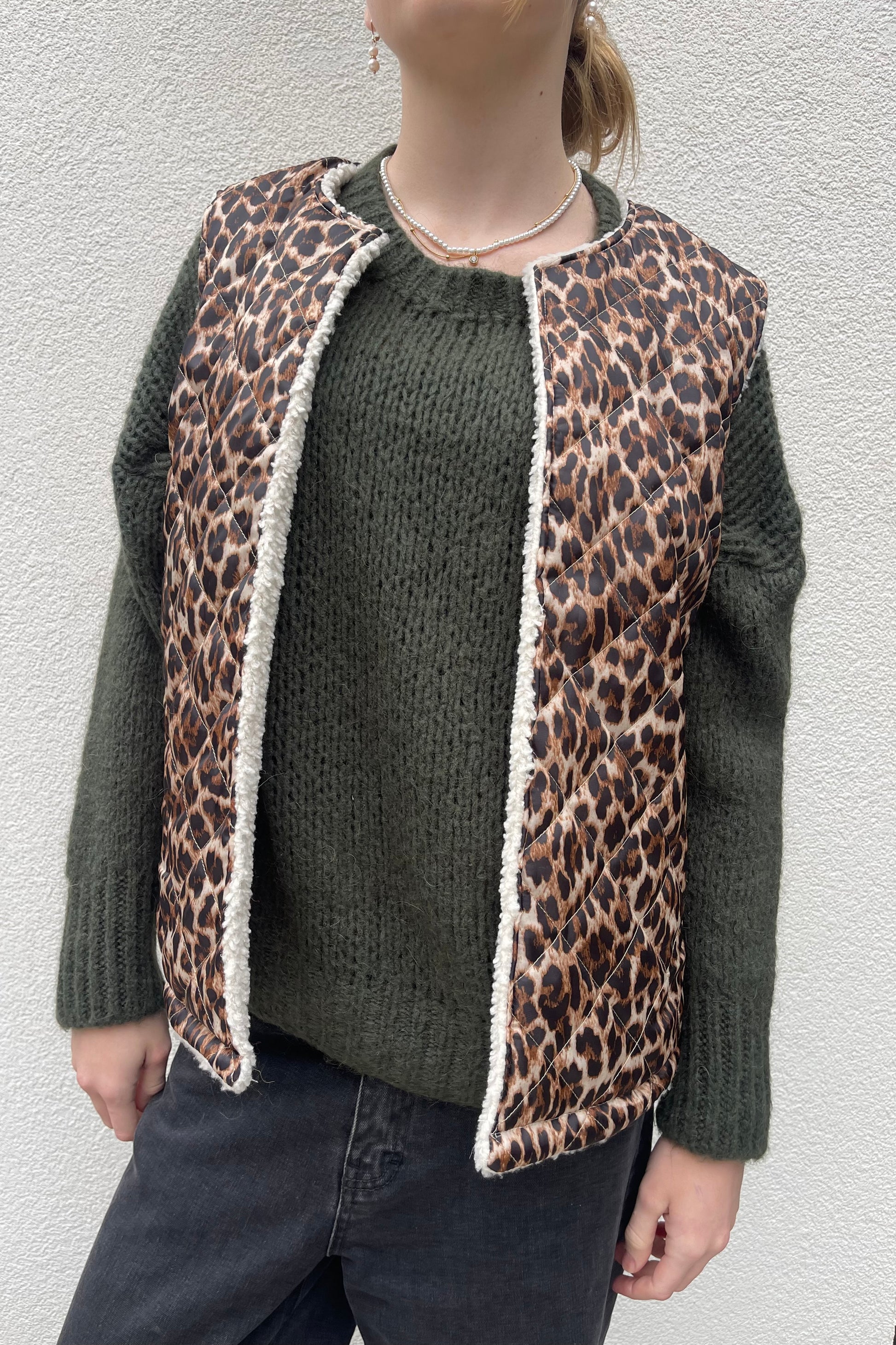 Reversible Leopard Teddy Gilet