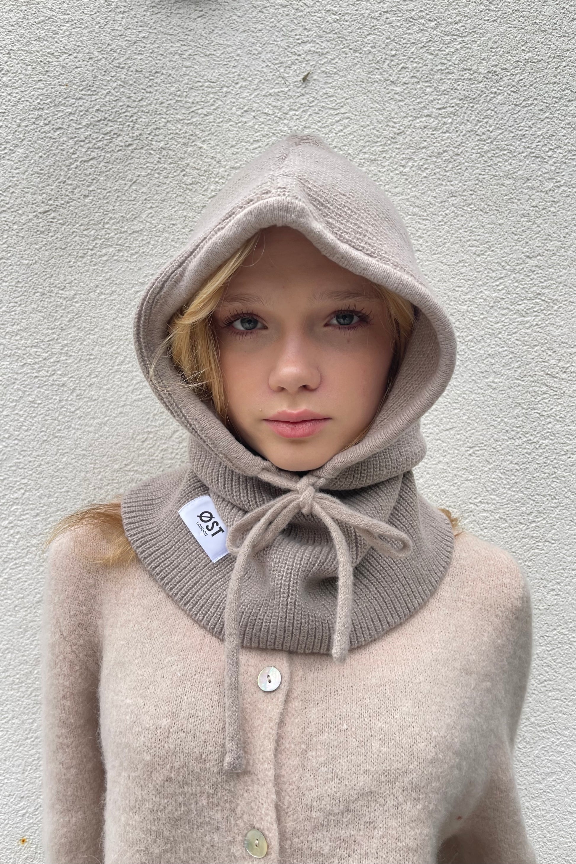 Cashmere Balaclava  hood Taupe