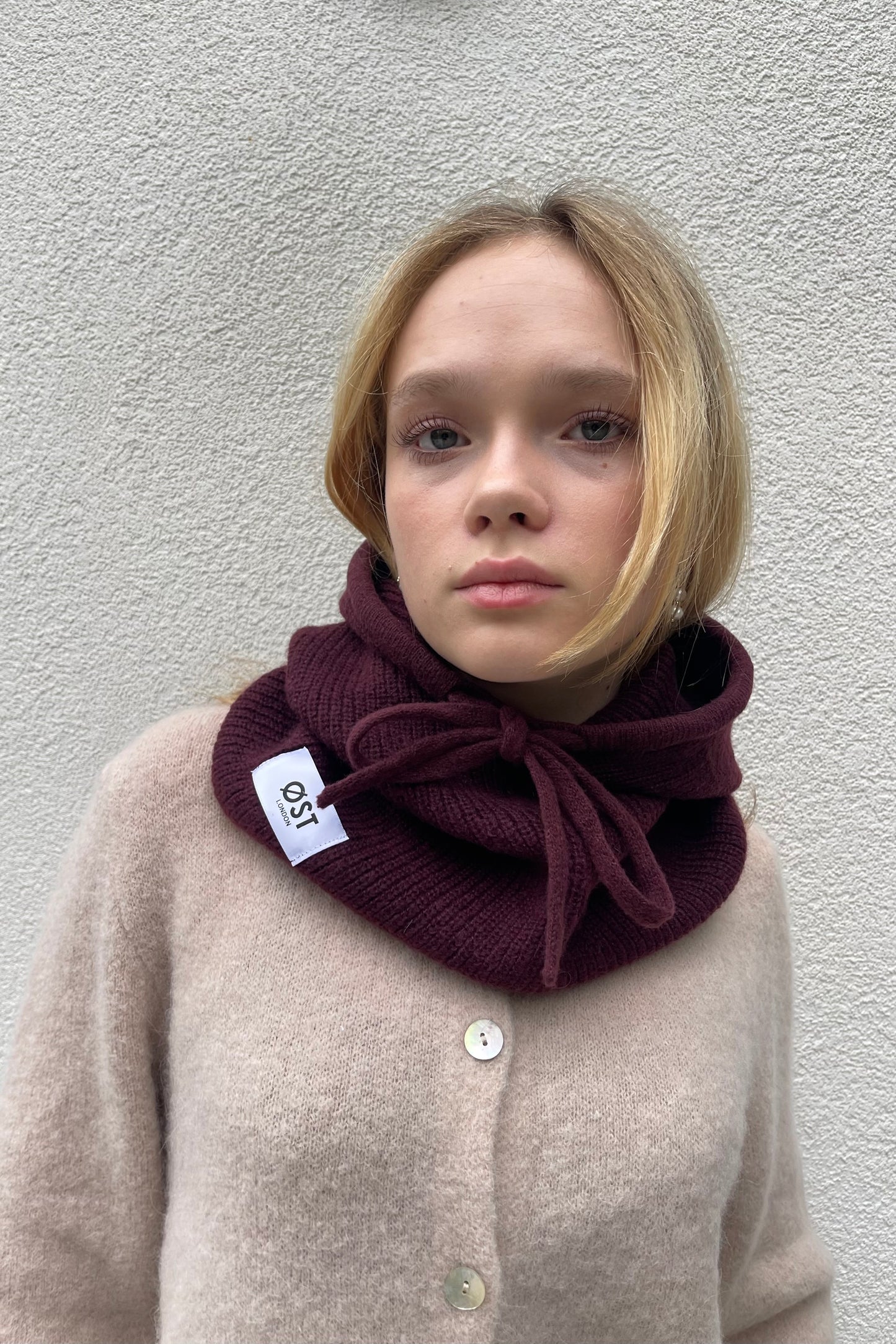 Chasmere Balaclava  hood -Burgundy 