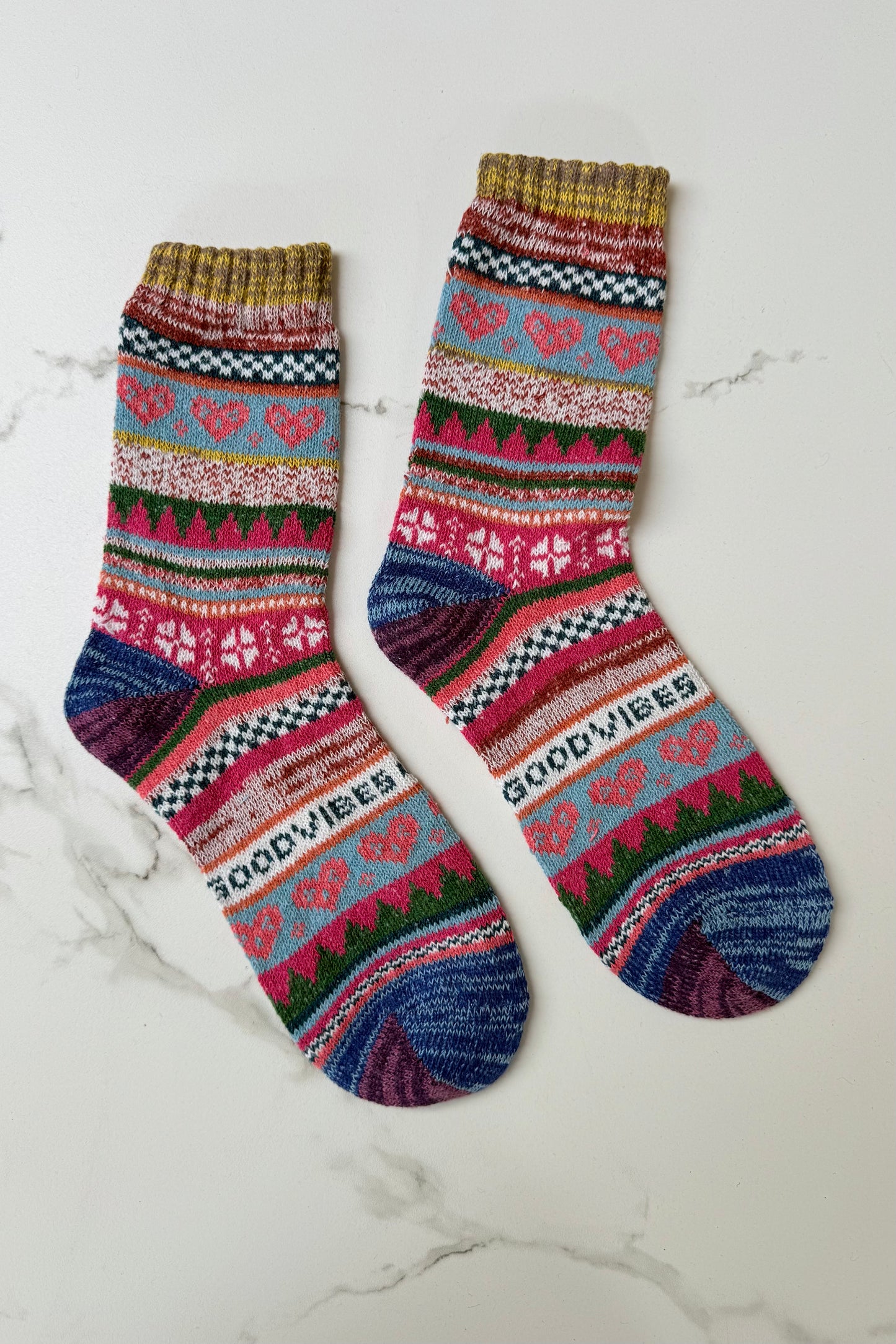 Fair Isle Wool Socks -Yellow