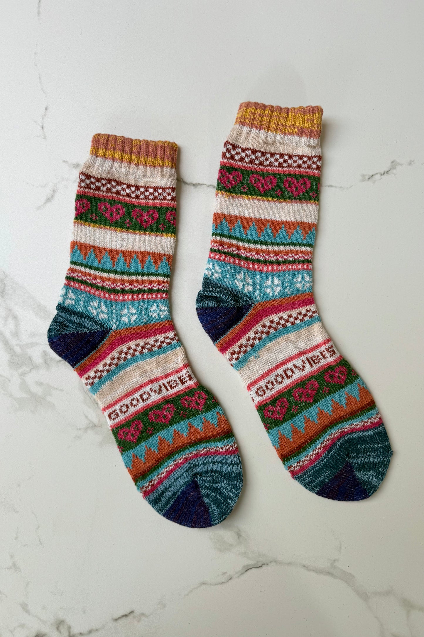Fair Isle Wool Socks -Orange