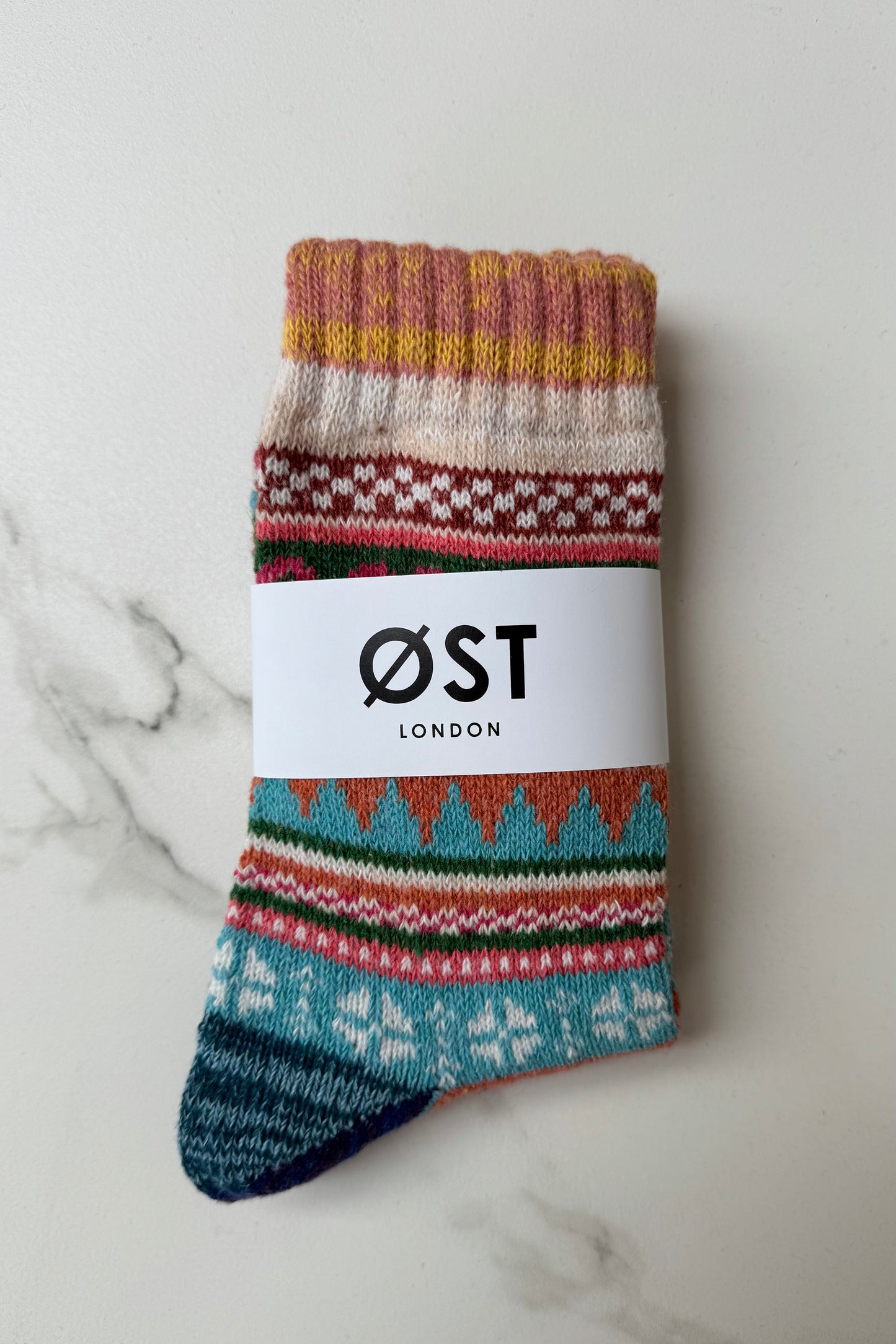 Fair Isle Wool Socks -Orange