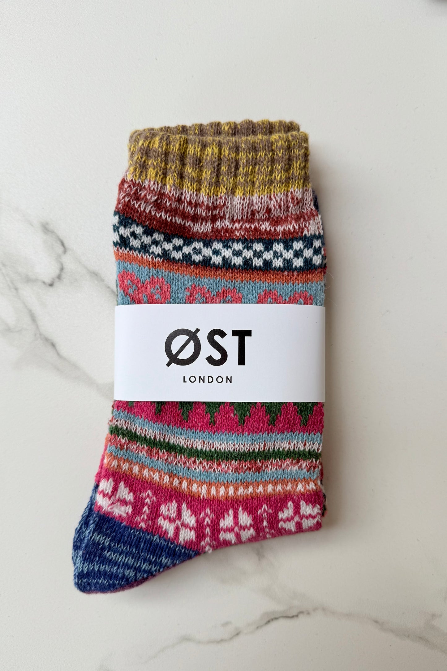 Fair Isle Wool Socks -Yellow