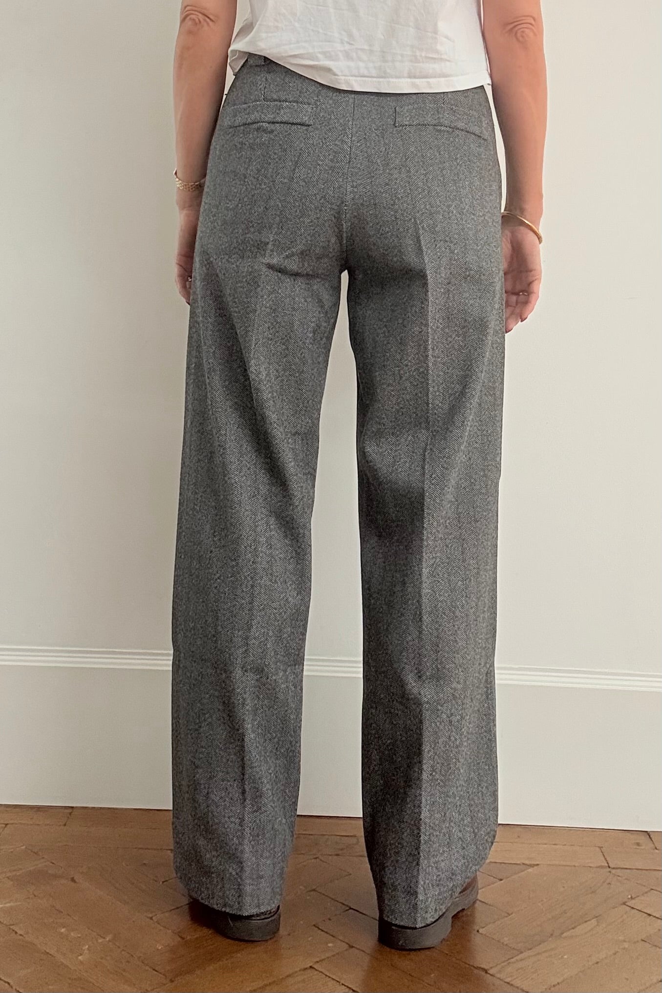 Selma Herringbone Trousers -Grey