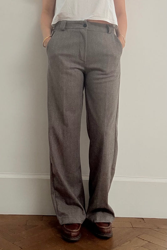 Selma Herringbone Trousers -Brown