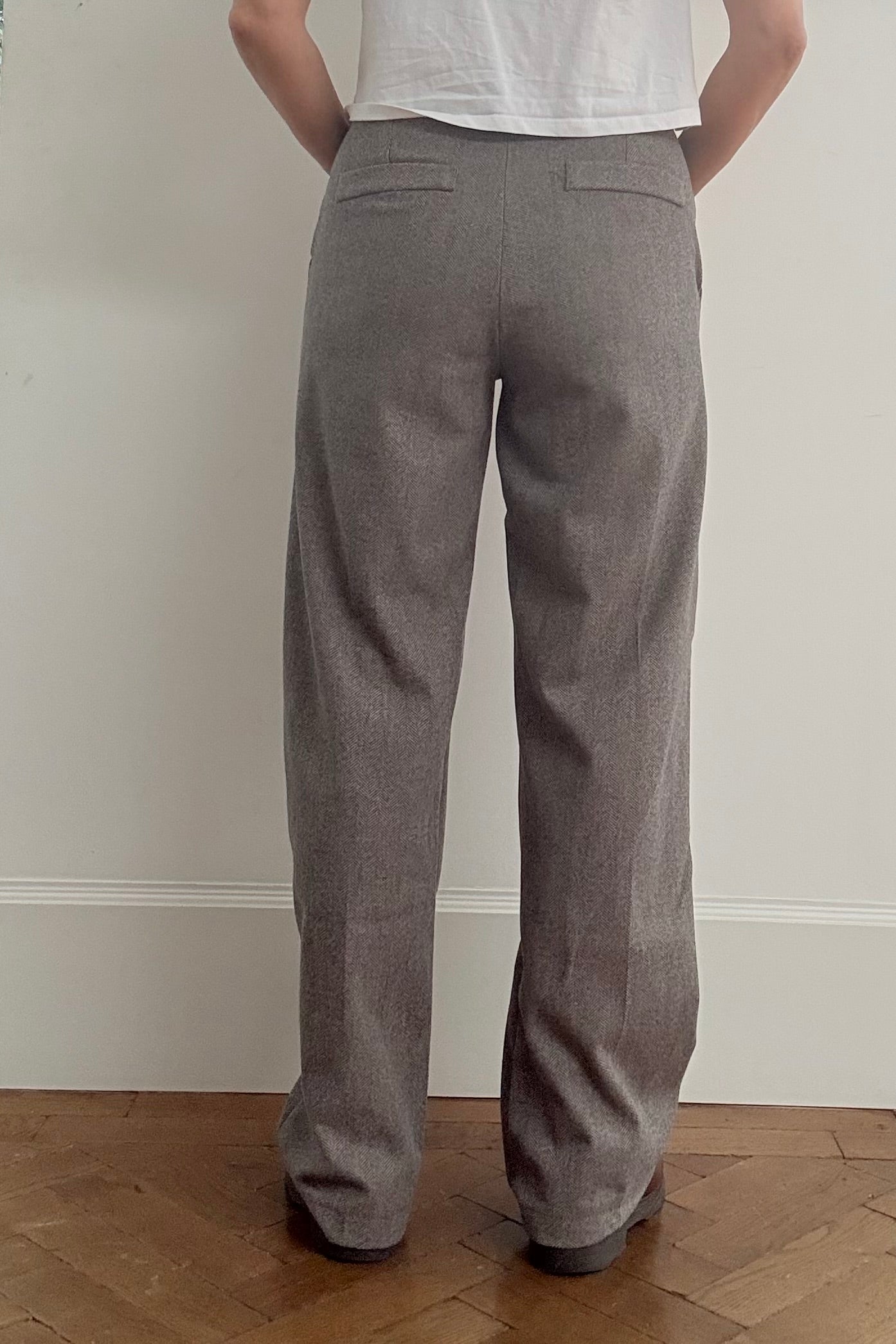 Selma Herringbone Trousers -Brown