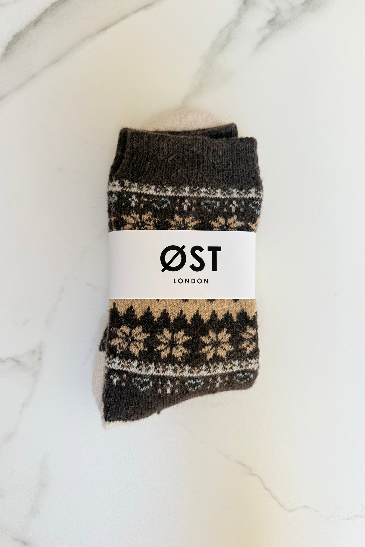 Snowflake Fluffy Socks -Brown