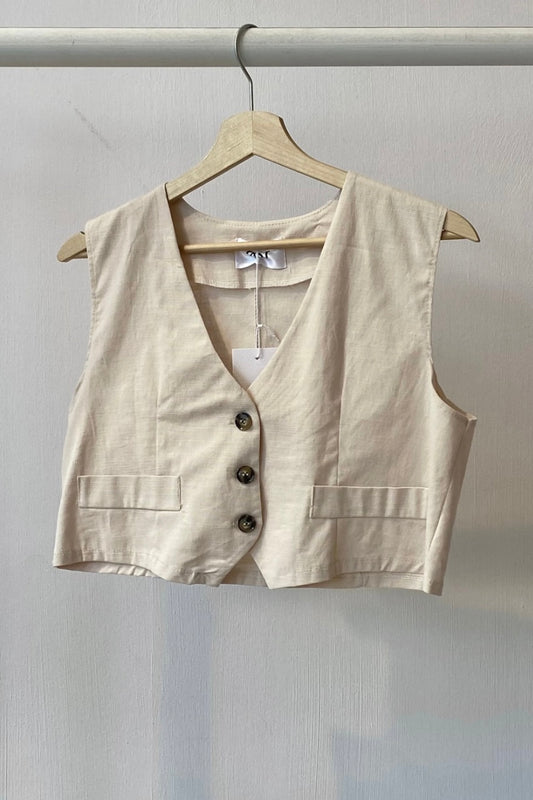 Ladies Cotton summer waistcoat Cream