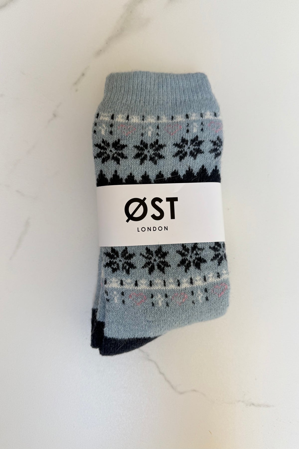 Snowflake Fluffy Socks -Blue