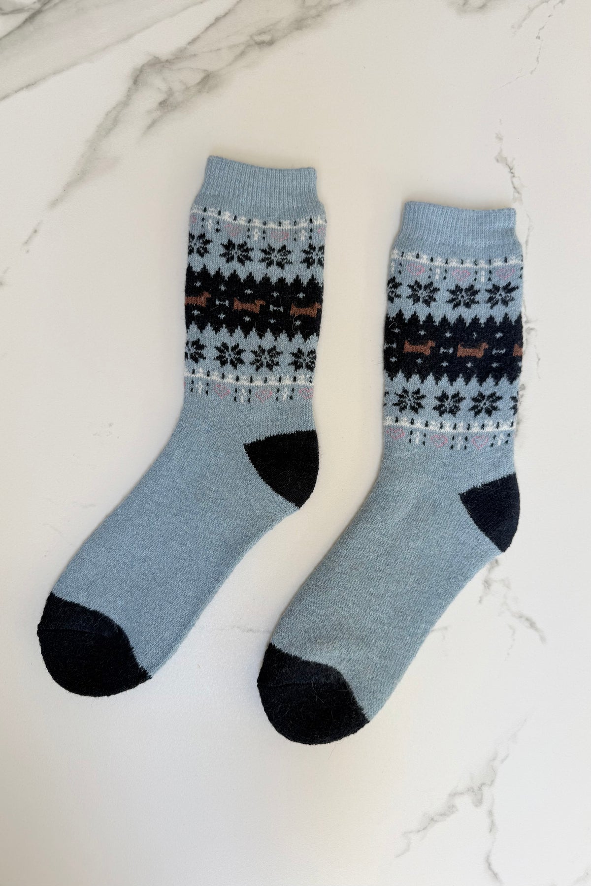 Snowflake Fluffy Socks -Blue