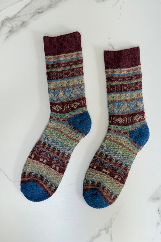 Nordkyst Fluffy Socks -Burgundy