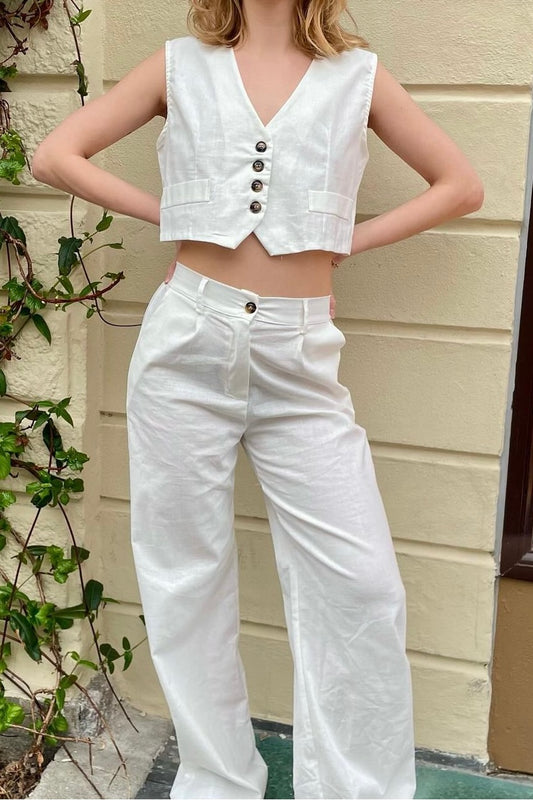 Ladies Cotton summer trousers white