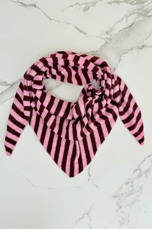 Nordic Stripe Triangel Scarf -Burgundy/Pink