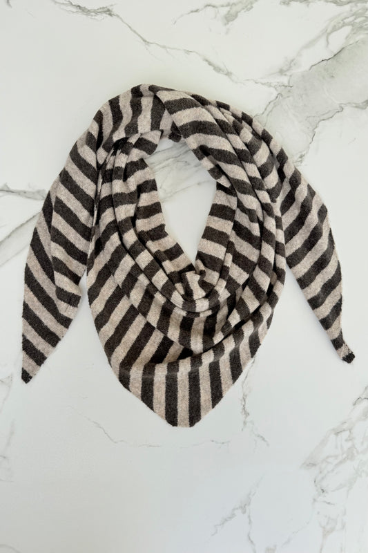 Nordic Stripe Triangel Scarf -Coffe/Taupe