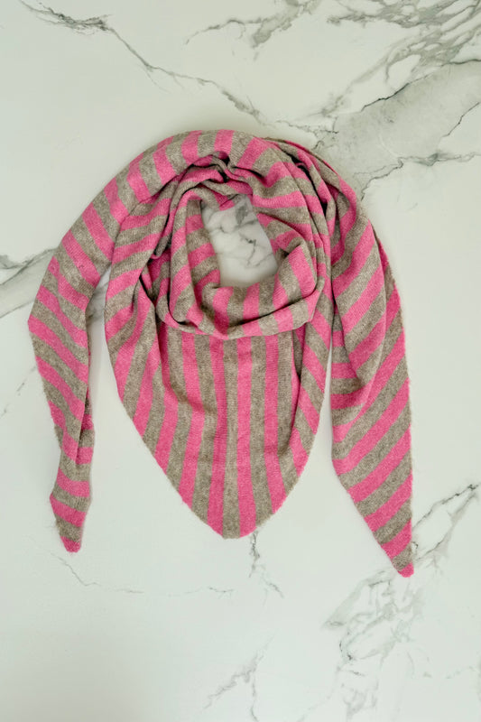 Nordic Stripe Triangel Scarf -Pink/Taupe
