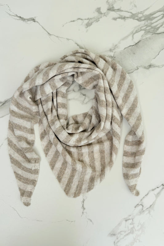 Nordic Stripe Triangel Scarf -Cream/Taupe