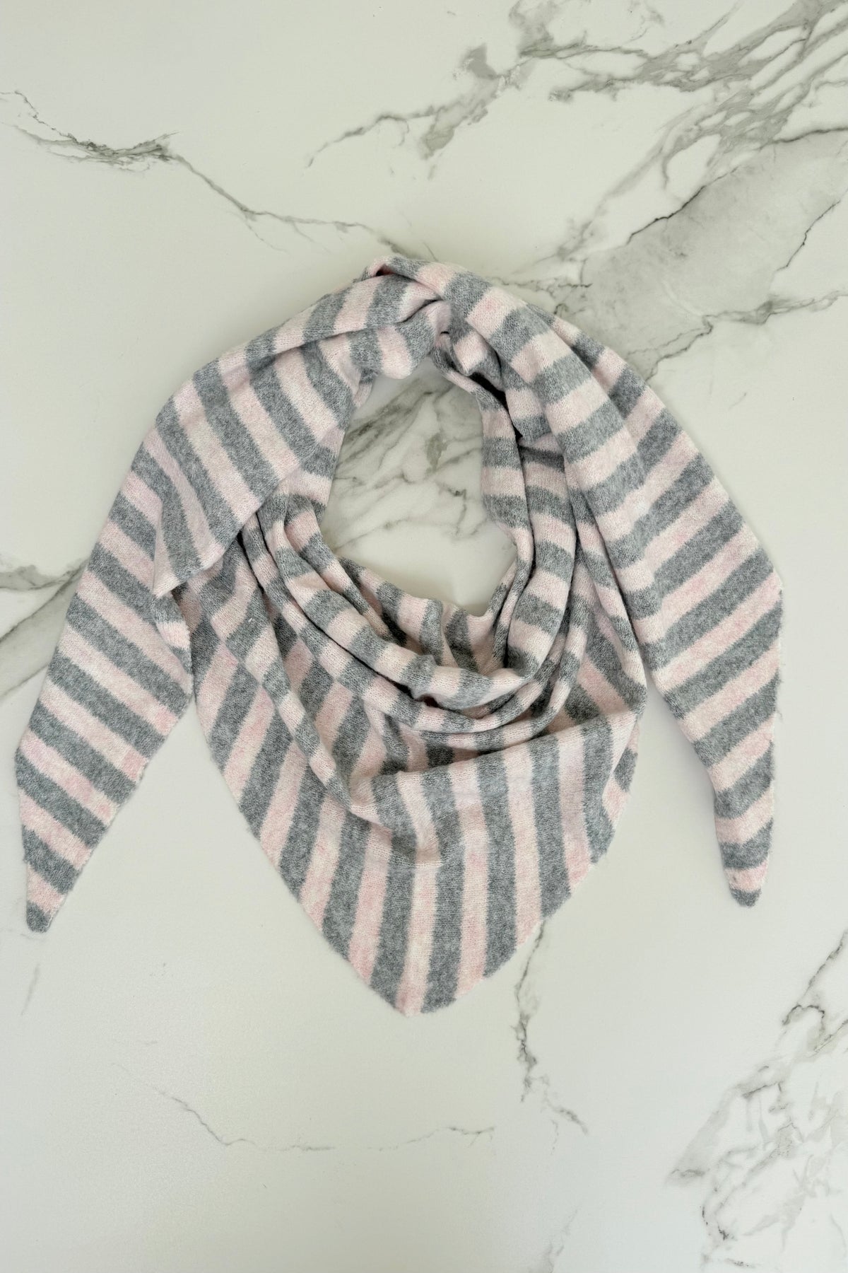 Nordic Stripe Triangel Scarf -Pink/Grey