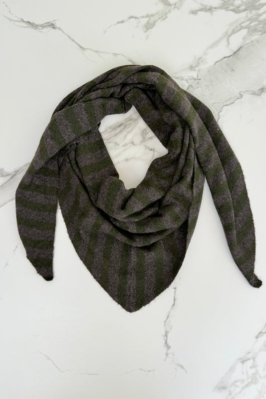 Nordic Stripe Triangel Scarf -Khaki/Coffe