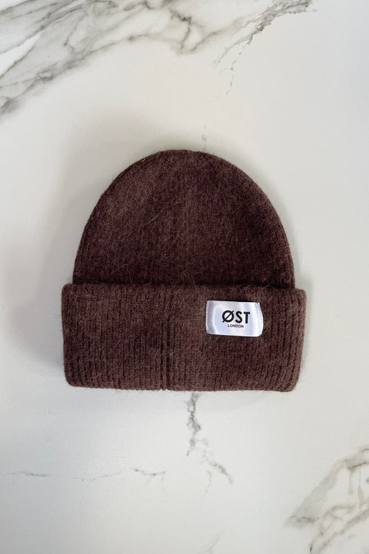 Angora Beanie hat -Brown