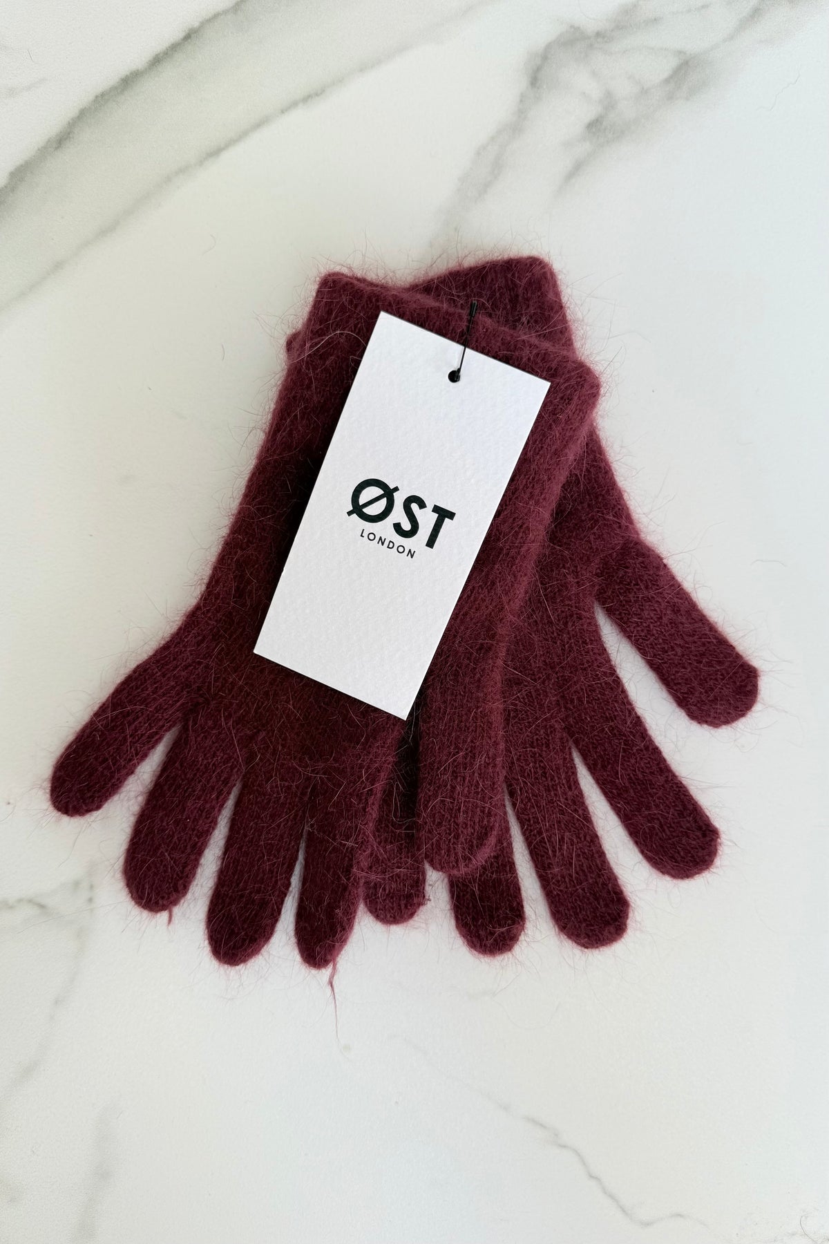 Clara Angora Gloves -Burgundy