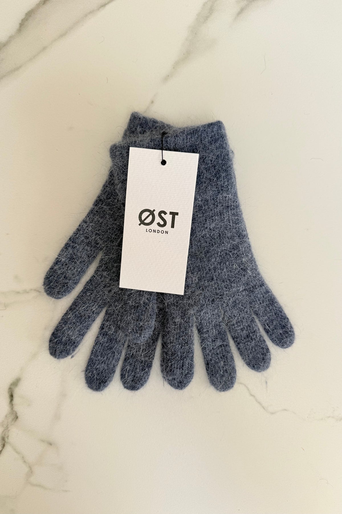 Clara Angora Gloves -Dusty Blue