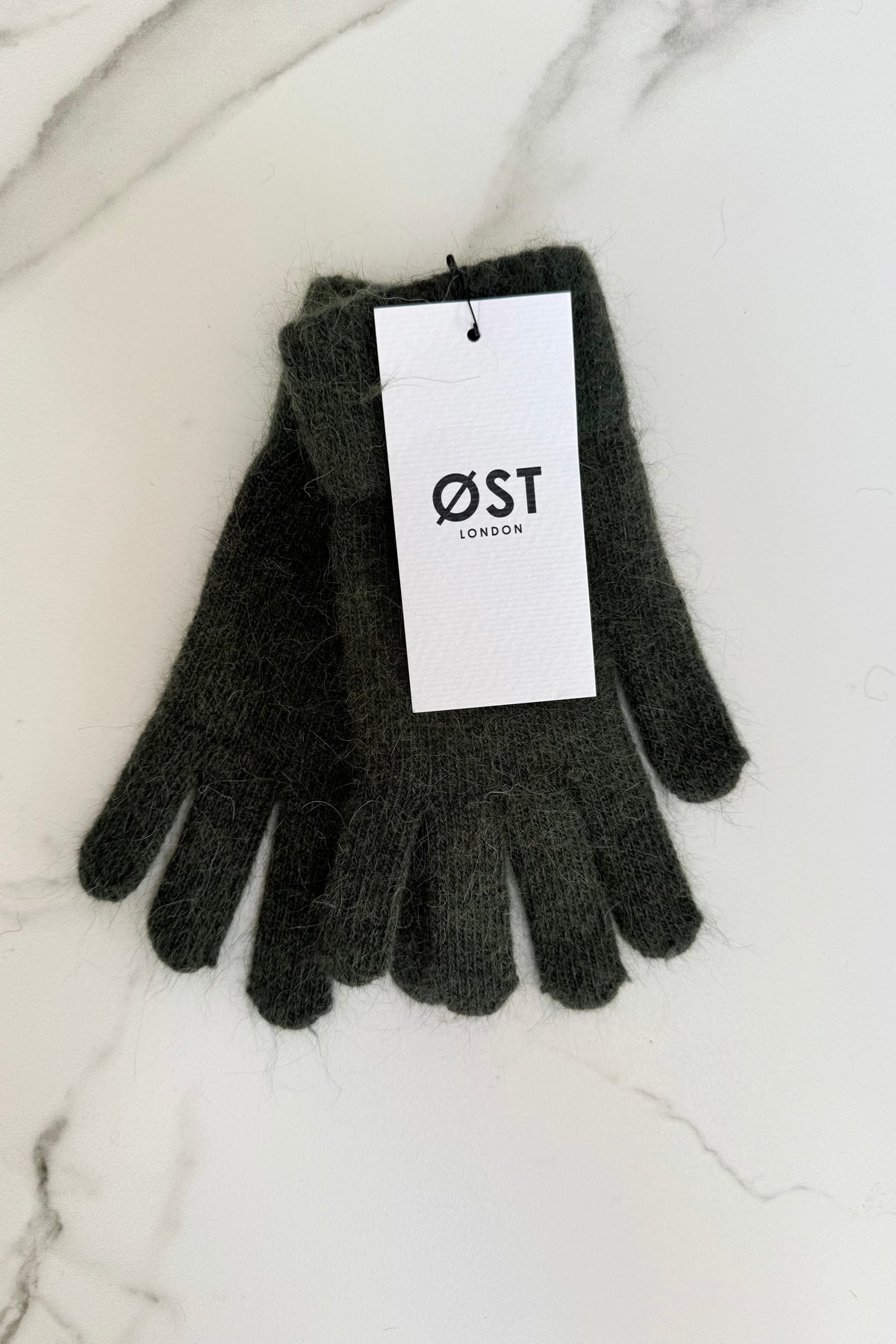 Clara Angora Gloves -Khaki