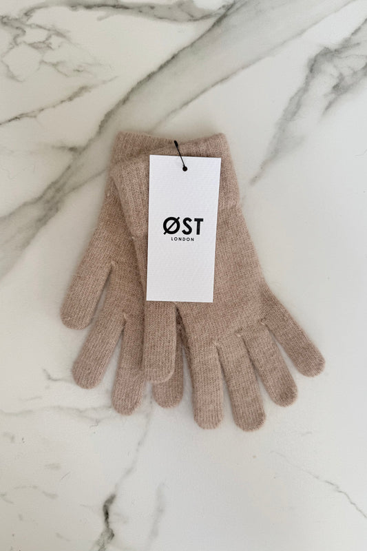 Clara Angora Gloves -Light Taupe