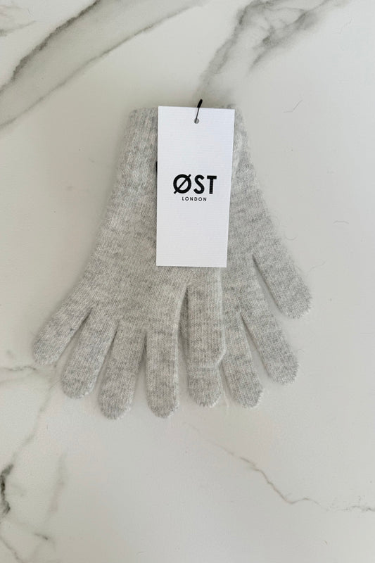 Clara Angora Gloves -Light Grey